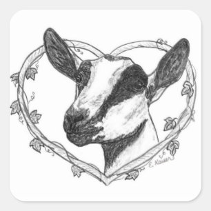 Alpiene kop in het hart vierkante sticker