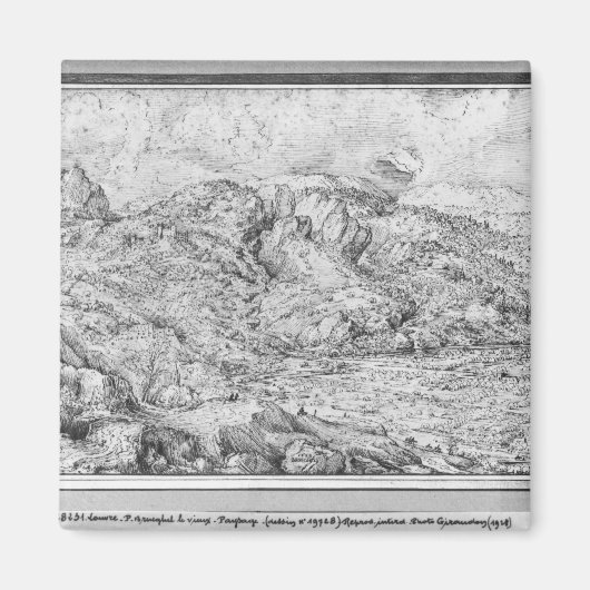 Alpiene landschap, 1553 magneet (Voorkant)