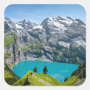 Alpiene meer Oeschinensee in Zwitserland Vierkante Sticker
