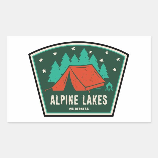 Alpiene meren Wilderness Camping Rechthoekige Sticker (Voorkant)