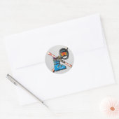 Alpiene Skiende Boots helpt Googles met Jouw naam Ronde Sticker (Envelop)