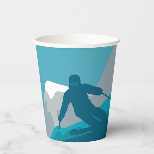 Alpiene Skiing Papieren Bekers (Voorkant)
