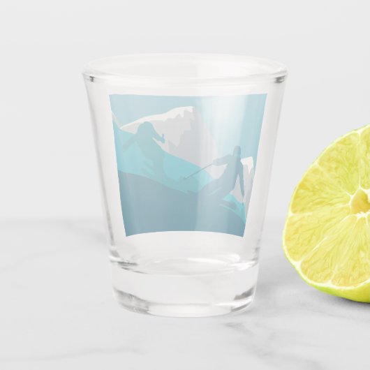 Alpiene Skiing Shot Glas (Achterkant)