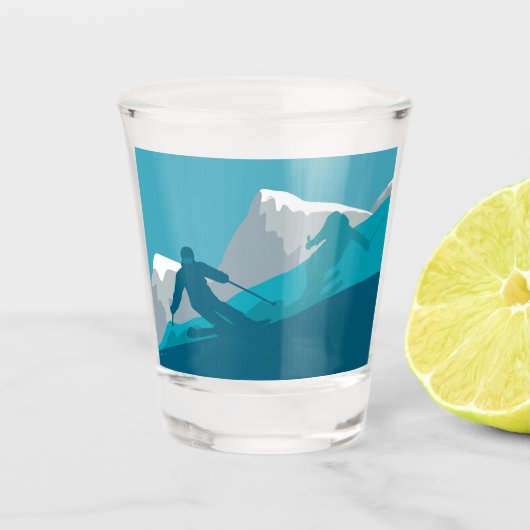 Alpiene Skiing Shot Glas (Voorkant)