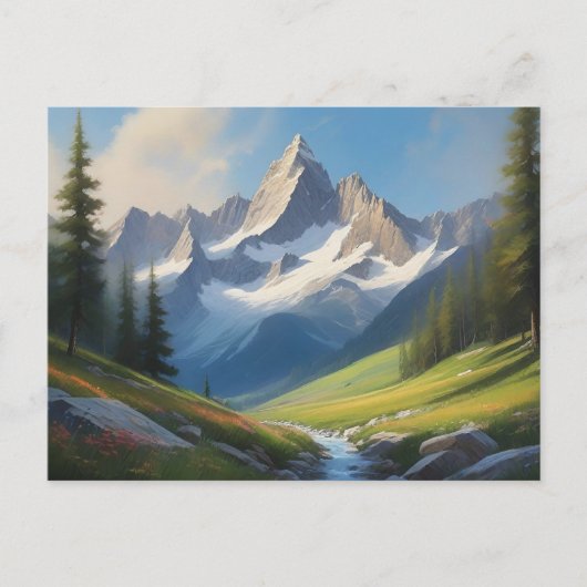Alpine Berglandschap Waterverf Kunst Briefkaart (Voorkant)