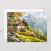Alpine boerderij met Valley Uitzicht Briefkaart (Voorkant / Achterkant)