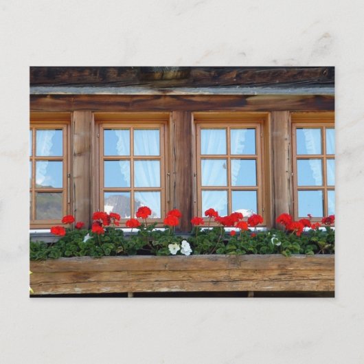 Alpine Chalet Window Briefkaart (Voorkant)