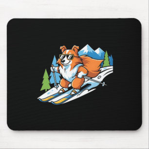 Alpine Corgi Op Skiën Cool Sungles Winter Scene Muismat