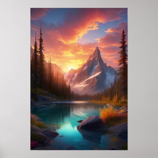 Alpine Elegance, besneeuwde bergen Poster (Voorkant)