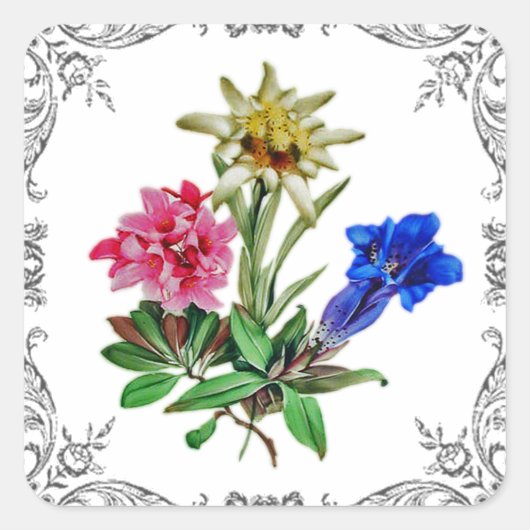 Alpine Flowers Vierkante Sticker (Voorkant)