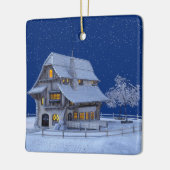 Alpine House Snow Graphic Keramisch Ornament (Links)