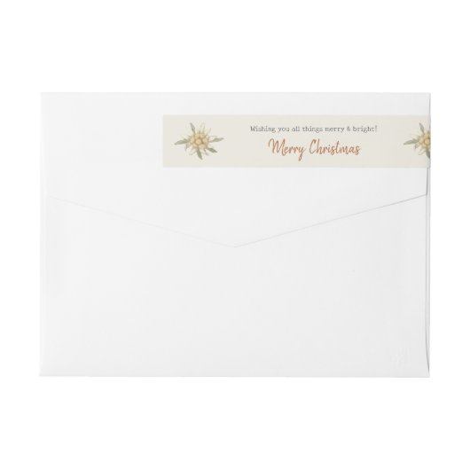 Alpine Kerst Edelweiss Adresomslag rond Label (Achterkant)