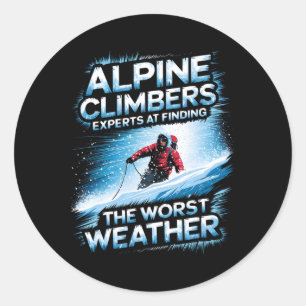 Alpine klimmers experts in het vinden van het slec ronde sticker