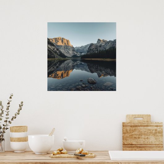 Alpine Mirror Scene – Poster van het rustige lands (Keuken)