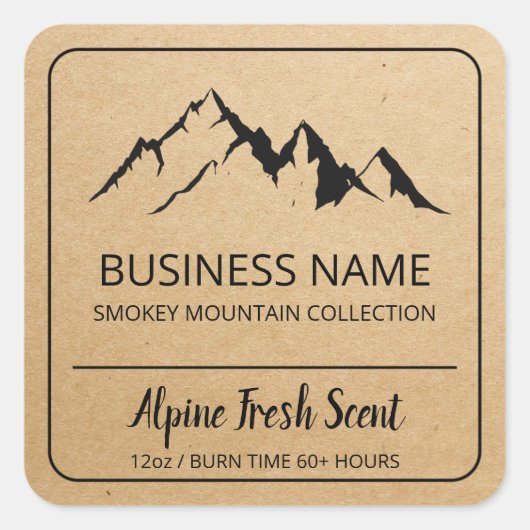 Alpine Mountain Kraft Brown Soy Candle Étiquette (Devant)