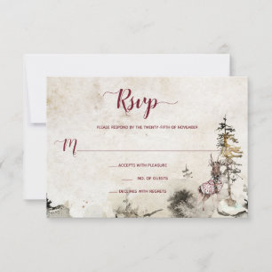 Alpine Mountain Woodland Stag Burgundy   RSVP Kaartje