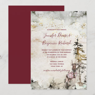 Alpine Mountain Woodland Stag Burgundy Wedding   Kaart