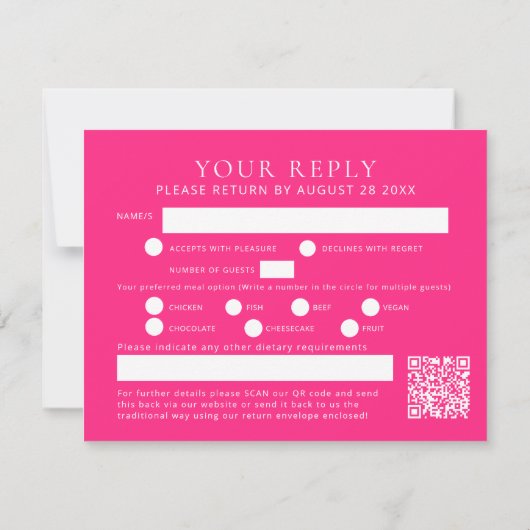 Alpine primrose art bruiloft antwoord met QR code (Achterkant)