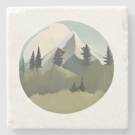 Alpine Serenity: heuvels en besneeuwde toppen Stenen Onderzetter