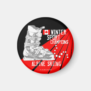 Alpine Ski Champions Ski Boot CA Round Magnet Magneet