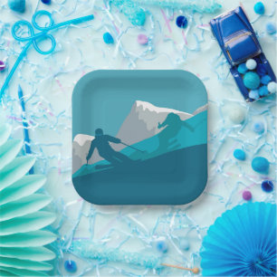 Alpine Skiing Ski Party Papieren Bordje