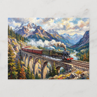 Alpine Viaduct Stoomtrein Schilderachtig Landschap Briefkaart
