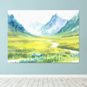 Alpine Whisper - weide onder de toppen Canvas Afdruk (Insitu (Houten vloer))