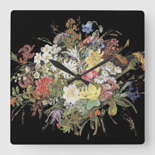 Alpine Wildflower Flowers Edelweiss Wall Clock Vierkante Klok