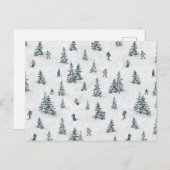 Alpineskiërs en Verborgen Yetis - Downhill Skiën Briefkaart (Voorkant / Achterkant)