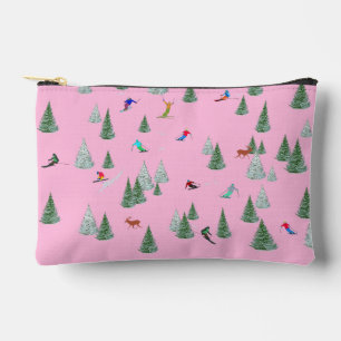 Alpineskiërs langlaufen pastelroze etui