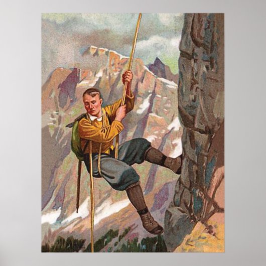 Alpinist klimt op Berg Poster (Voorkant)