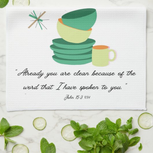 Already You Are Clean” John 15:3 Tea Towel Theedoek (Gevouwen)
