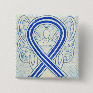 ALS Angel Awareness Ribbon Custom Art Pin Vierkante Button 5,1 Cm