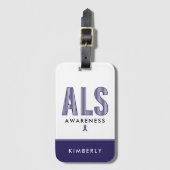 ALS Awareness Blue Ribbon Bagagelabel (Voorkant (verticaal))