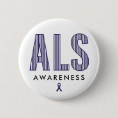 ALS Awareness Blue Ribbon Ronde Button 5,7 Cm (Voorkant)