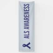 ALS Awareness Blue Ribbon Spandoek (Verticaal)