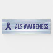 ALS Awareness Blue Ribbon Spandoek (Horizontaal)