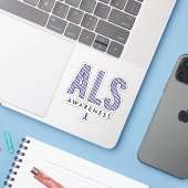 ALS Awareness Blue Ribbon Sticker (Laptop met iPhone)
