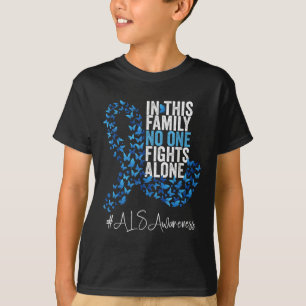 ALS Awareness Month Blue Ribbon Butterflies T-shirt