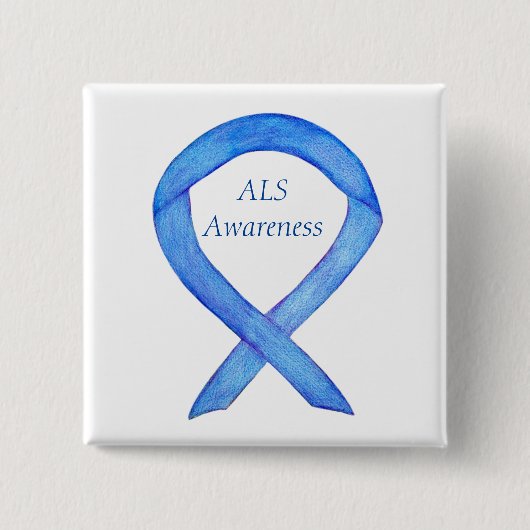 ALS Awareness Ribbon Custom Art Pin Vierkante Button 5,1 Cm (Voorkant)