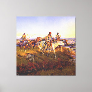 “Als blanken rood worden” door Charles M Russell Canvas Afdruk