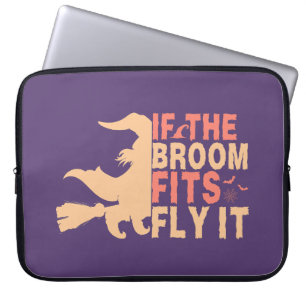 Als de bezem past vlieg het grappig citaat Hallowe Laptop Sleeve