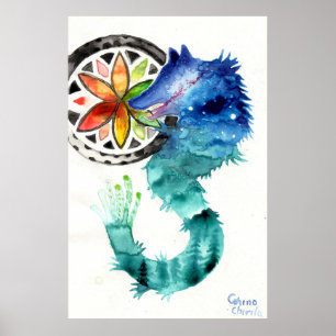als de dacische wolf het bos mist poster
