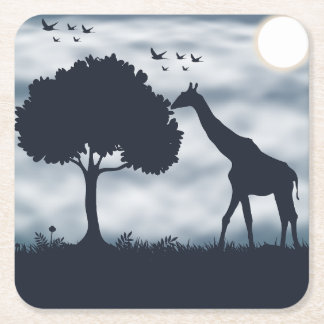 Als de Maan naar de Giraffe fluistert Vierkante Kartonnen Onderzetter