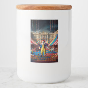 Als een clown een paleis binnengaat voedselcontainer etiket