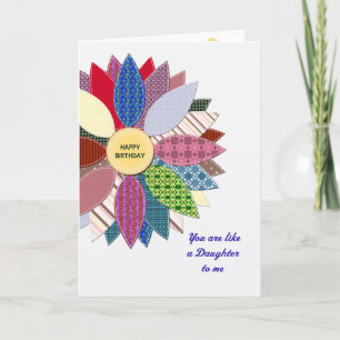Als een dochter voor mij, gestikte bloem verjaarda kaart