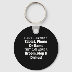 Als een kind een tablet telefoon bezem mop kan bed sleutelhanger