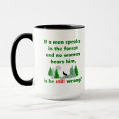 Als een Man in de bos Comical Mok spreekt (Links)