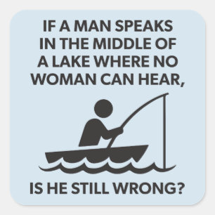 Als een Man in een meer spreekt - Vist, grappige n Vierkante Sticker
