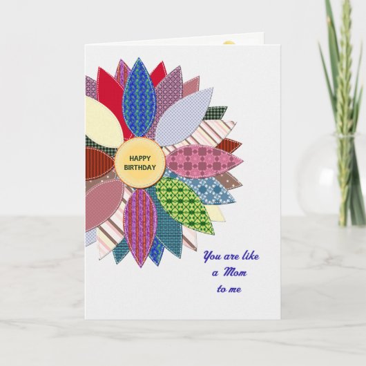 Als een moeder voor mij, gestikte bloem verjaardag kaart (Voorkant)